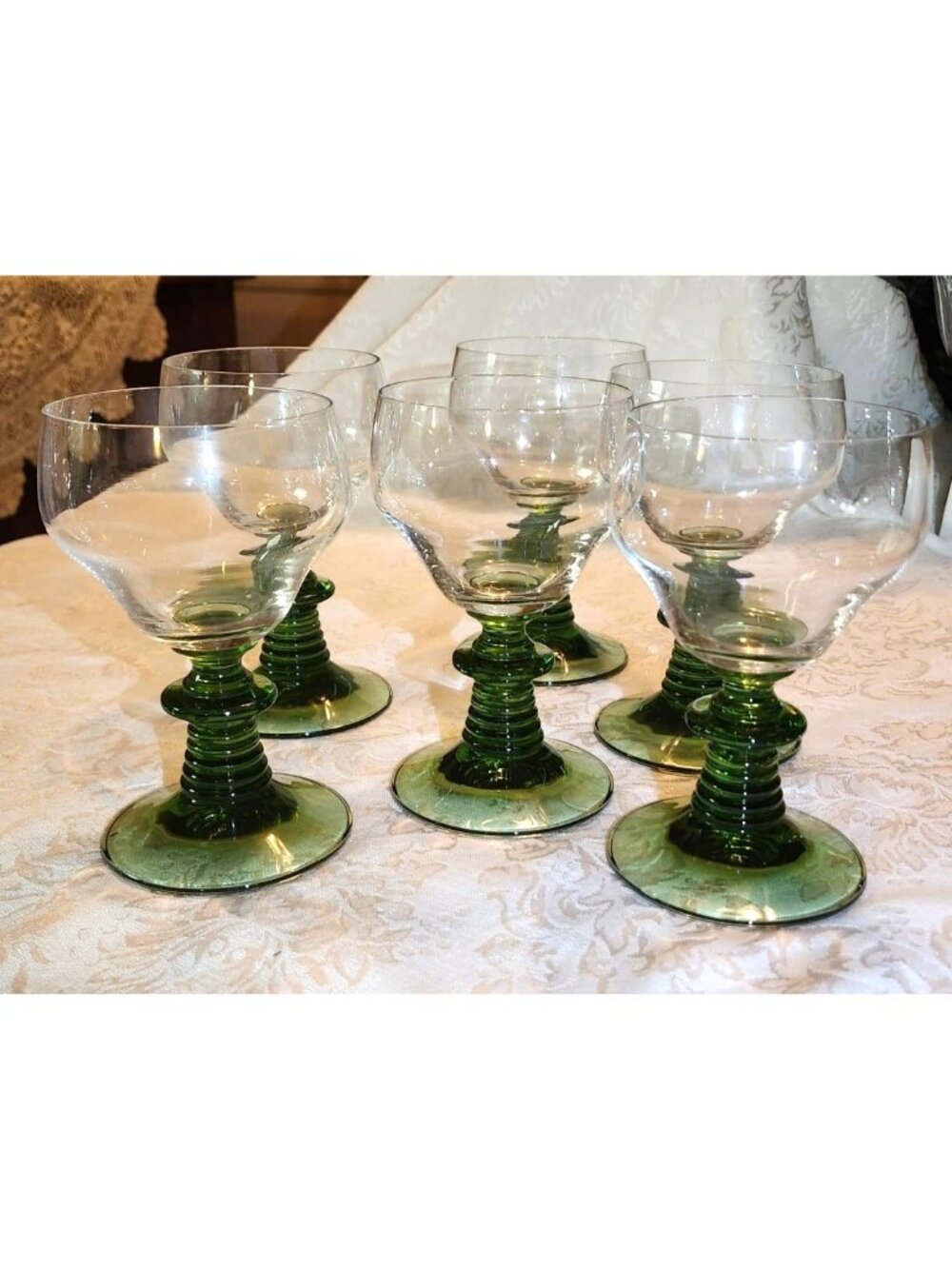 Set Of 6 Vintage Wine Glasses With Beehive Design Clear Bowls Elegant Retro Tabl